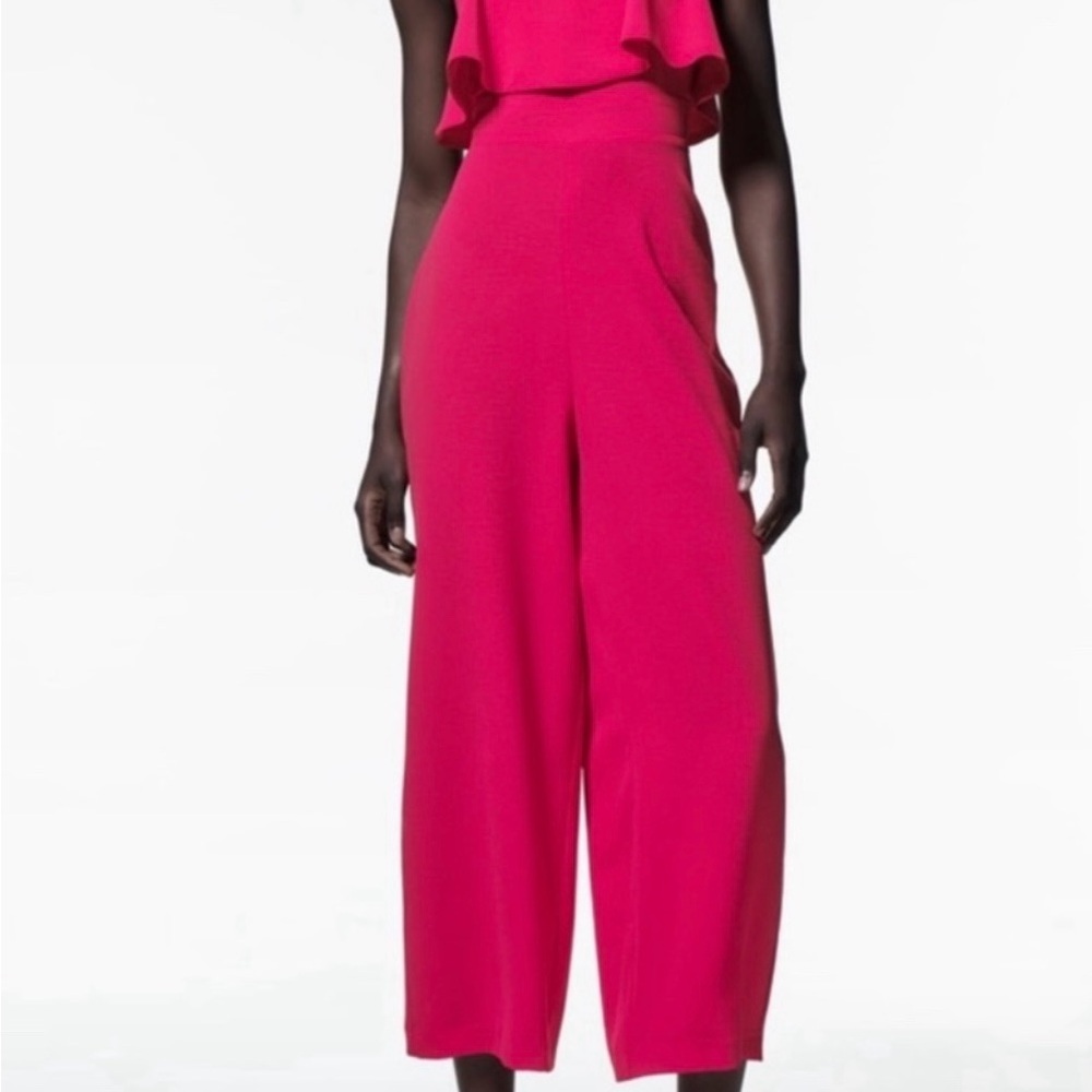 Zara Pink Wide Leg Jumpsuit with Cropped Palazzo Style